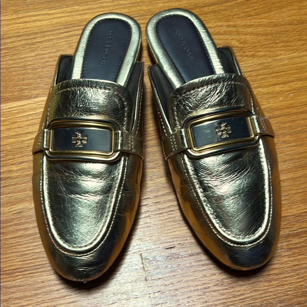 Tory Burch Gold Metallic Loafers